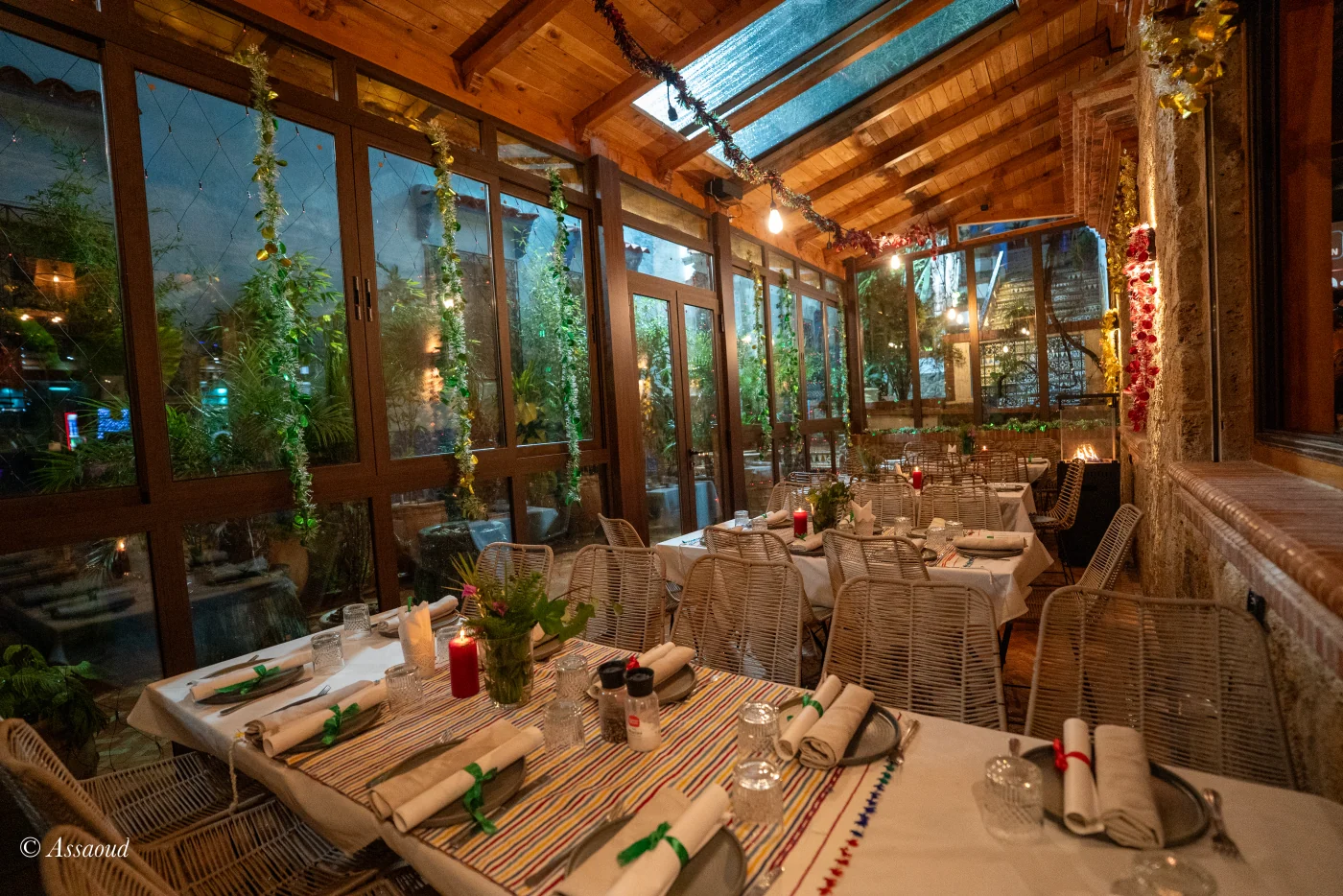 New Year's Eve atmosphere at Triana Café & Restaurant in Chefchaouen