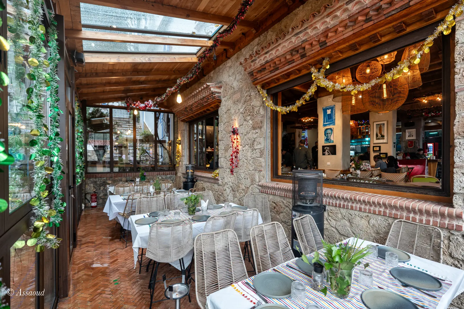 New Year's Eve preparations at Triana rooftop Chefchaouen