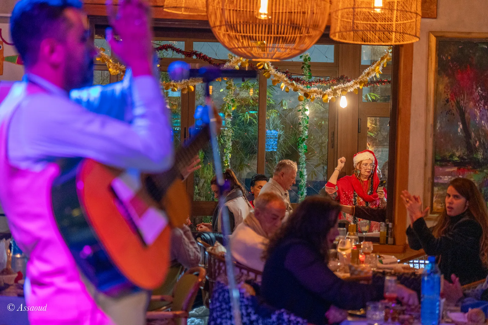 New Year's Eve rooftop party atmosphere at Triana Chefchaouen