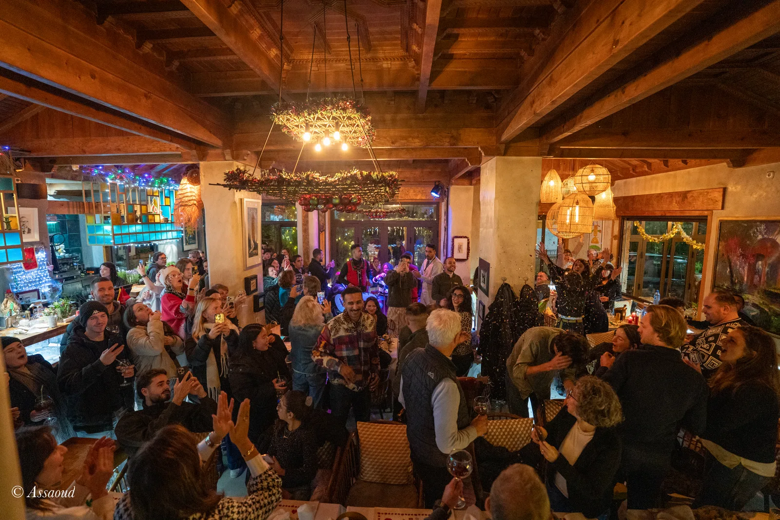 Midnight New Year's Eve celebration at Triana restaurant Chefchaouen